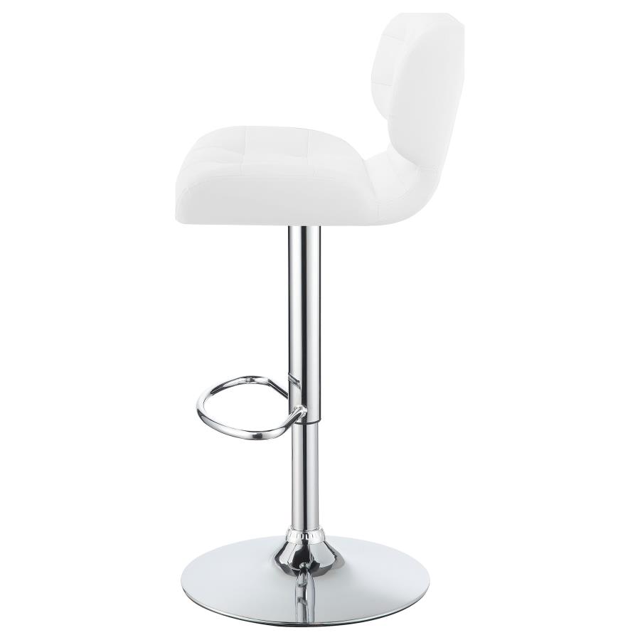 (image for) Solana Upholstered Adjustable Bar Stools Chrome and White (Set of 2)