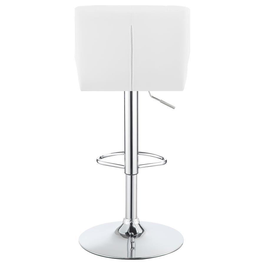 (image for) Solana Upholstered Adjustable Bar Stools Chrome and White (Set of 2)