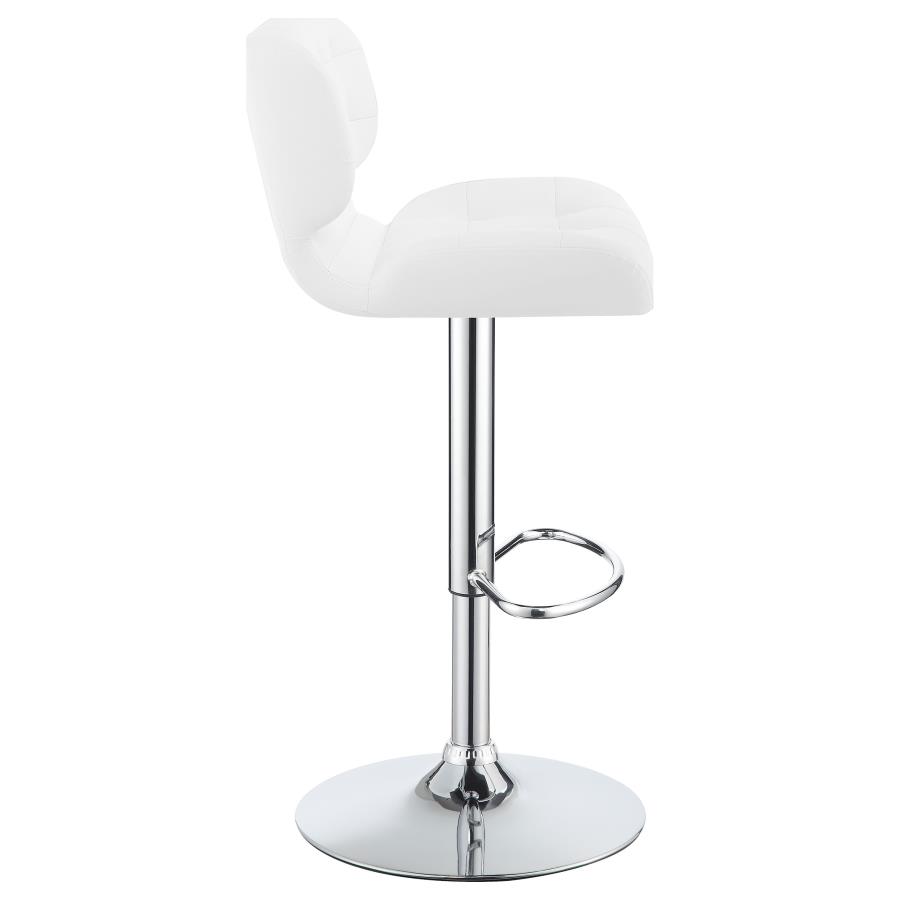 (image for) Solana Upholstered Adjustable Bar Stools Chrome and White (Set of 2)