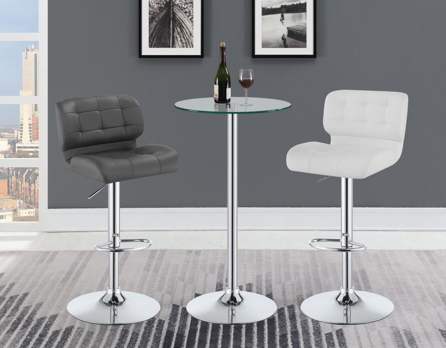 (image for) Solana Upholstered Adjustable Bar Stools Chrome and White (Set of 2)