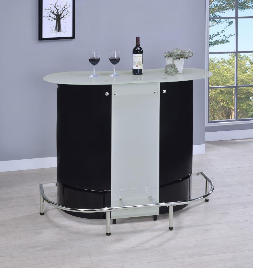 (image for) Lacewing Curved Glass Top Home Bar Wine Cabinet Black