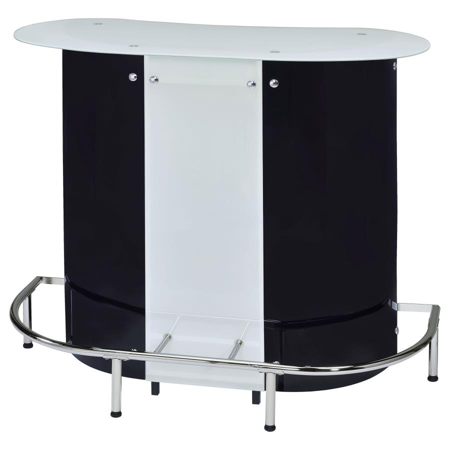 (image for) Lacewing Curved Glass Top Home Bar Wine Cabinet Black