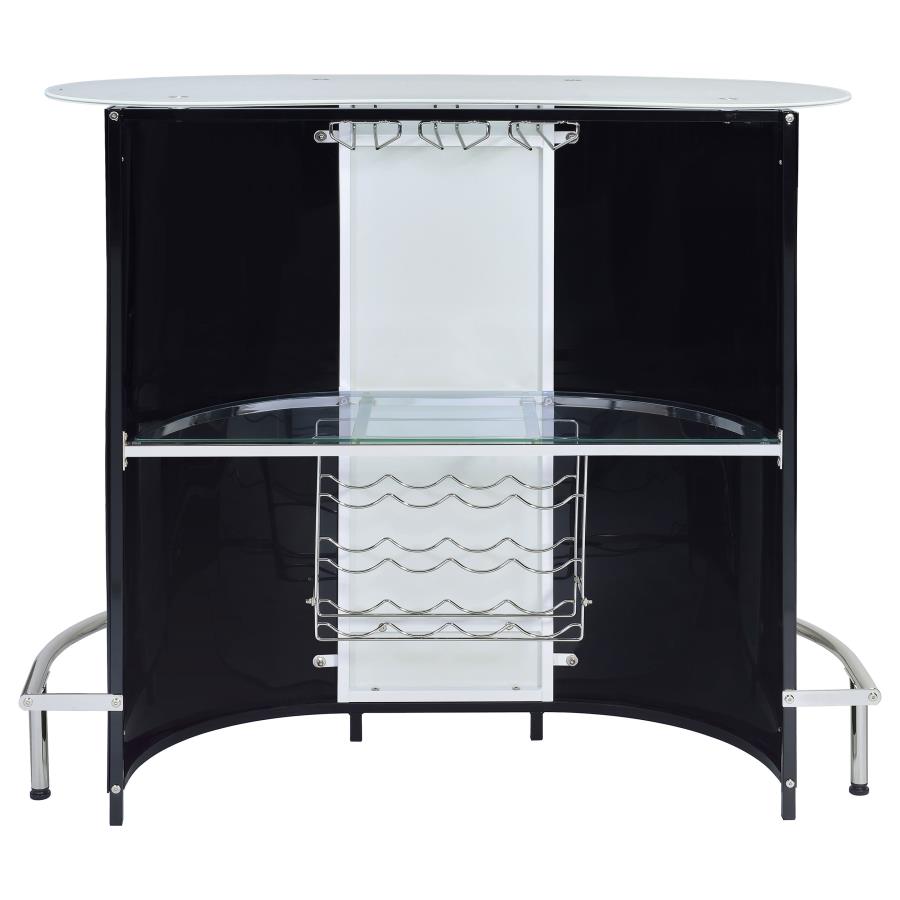 (image for) Lacewing Curved Glass Top Home Bar Wine Cabinet Black