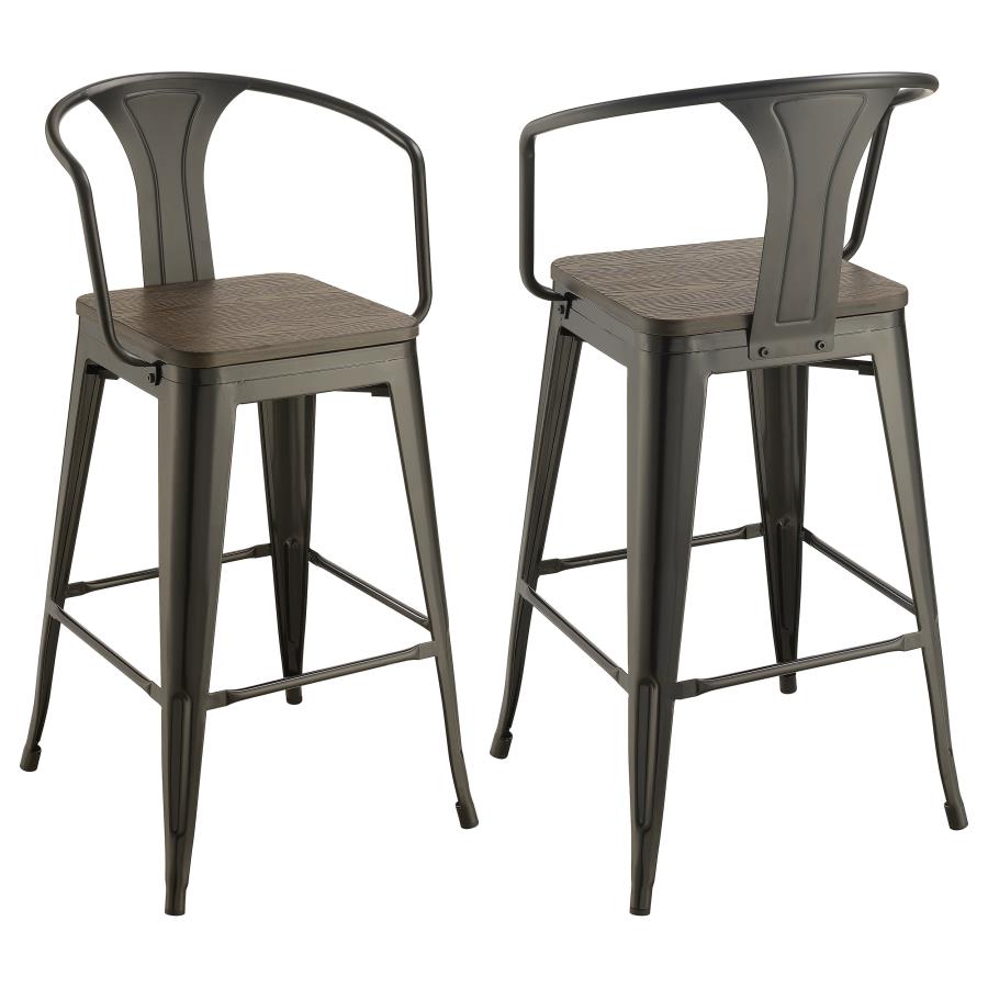 (image for) Cavalier Metal Bar Chair Dark Elm and Matte Black (Set of 2)