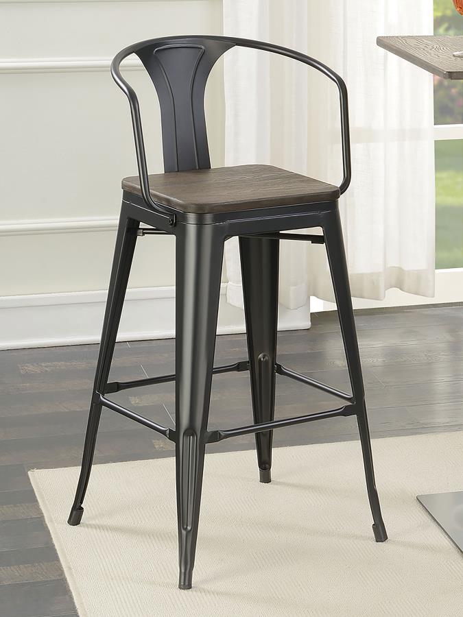 (image for) Cavalier Metal Bar Chair Dark Elm and Matte Black (Set of 2)