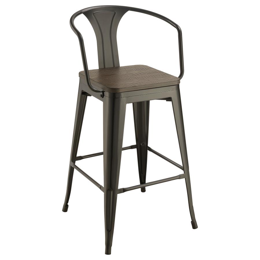 (image for) Cavalier Metal Bar Chair Dark Elm and Matte Black (Set of 2)