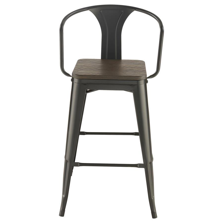 (image for) Cavalier Metal Bar Chair Dark Elm and Matte Black (Set of 2)