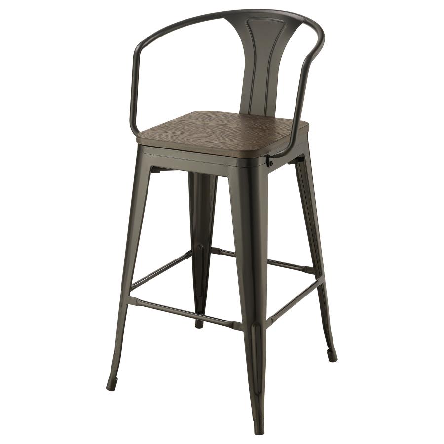 (image for) Cavalier Metal Bar Chair Dark Elm and Matte Black (Set of 2)