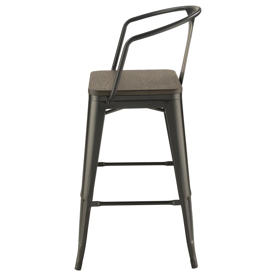 (image for) Cavalier Metal Bar Chair Dark Elm and Matte Black (Set of 2)