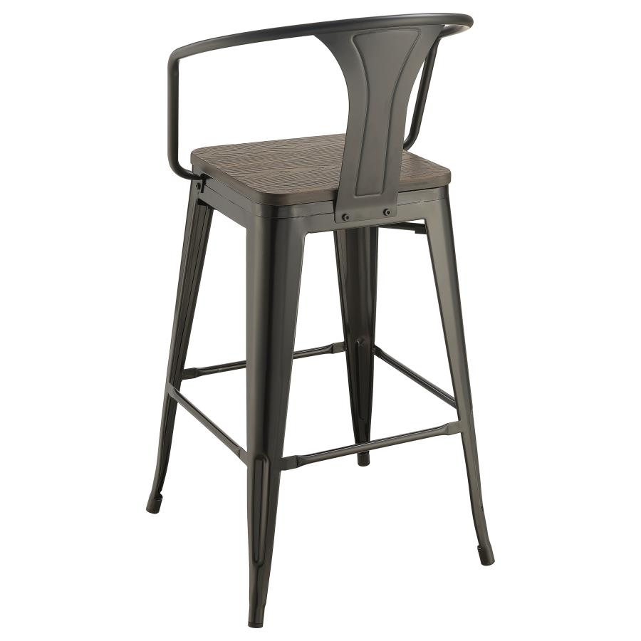 (image for) Cavalier Metal Bar Chair Dark Elm and Matte Black (Set of 2)