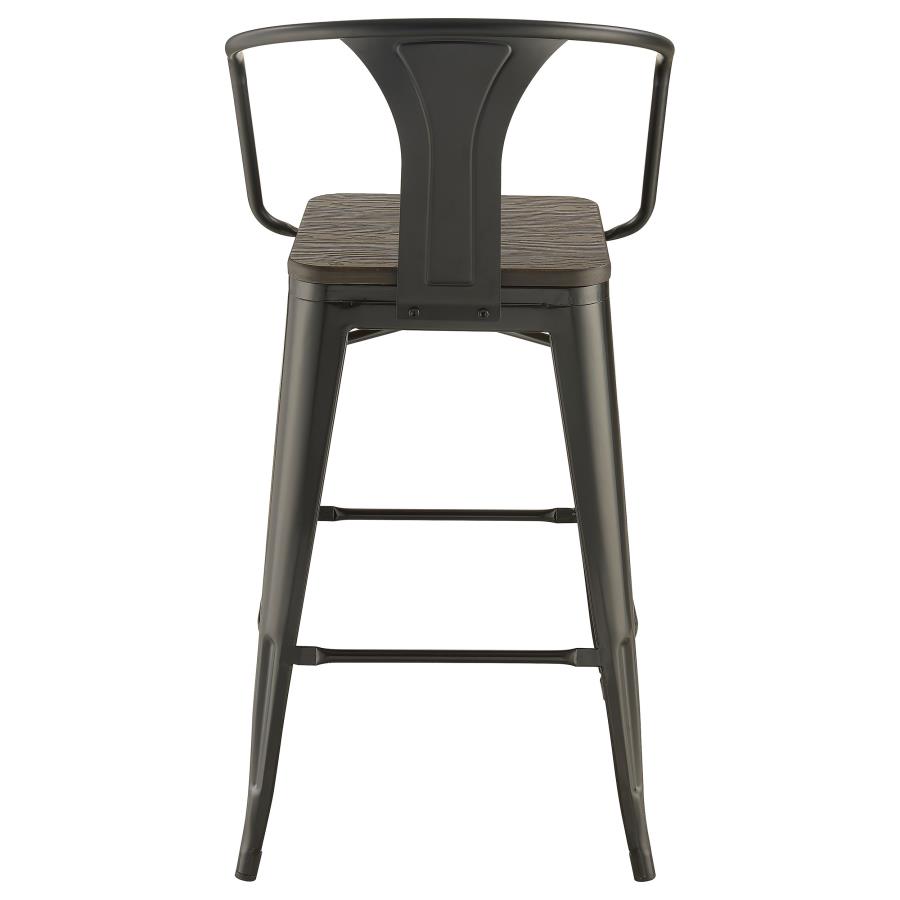 (image for) Cavalier Metal Bar Chair Dark Elm and Matte Black (Set of 2)