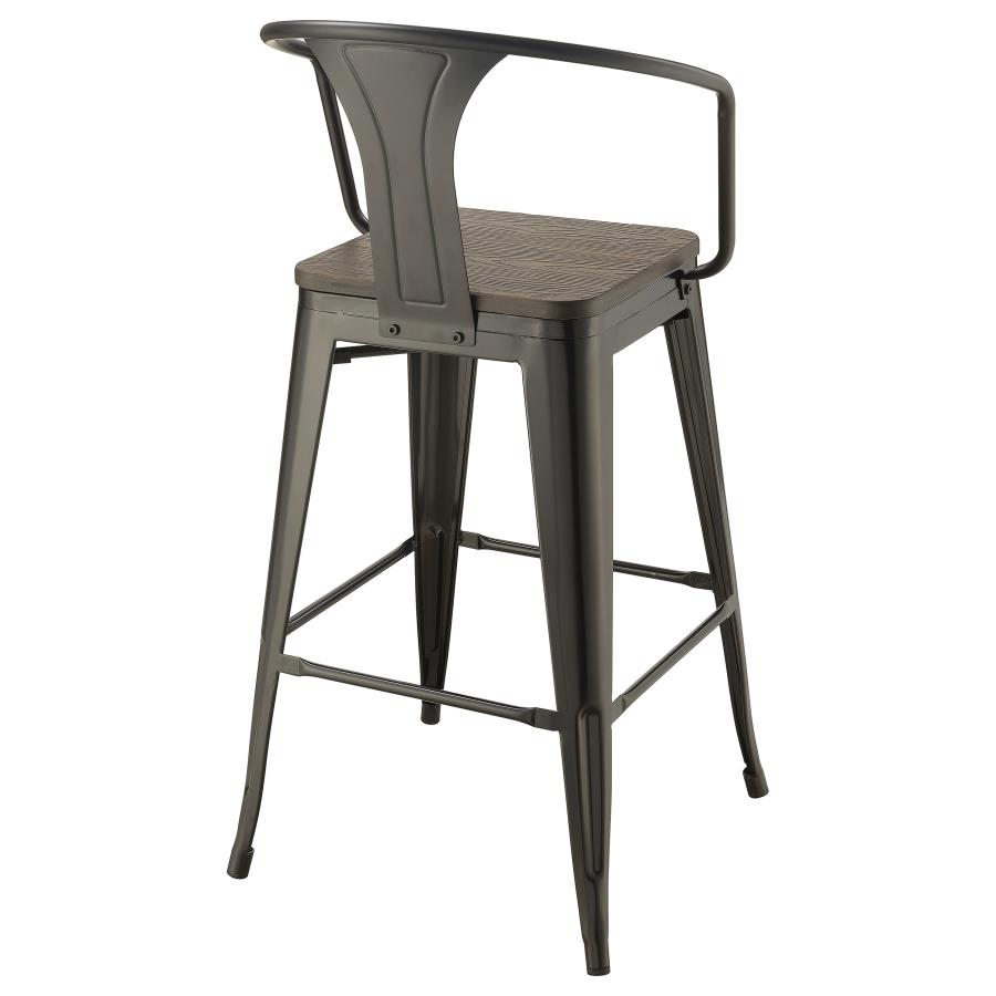 (image for) Cavalier Metal Bar Chair Dark Elm and Matte Black (Set of 2)