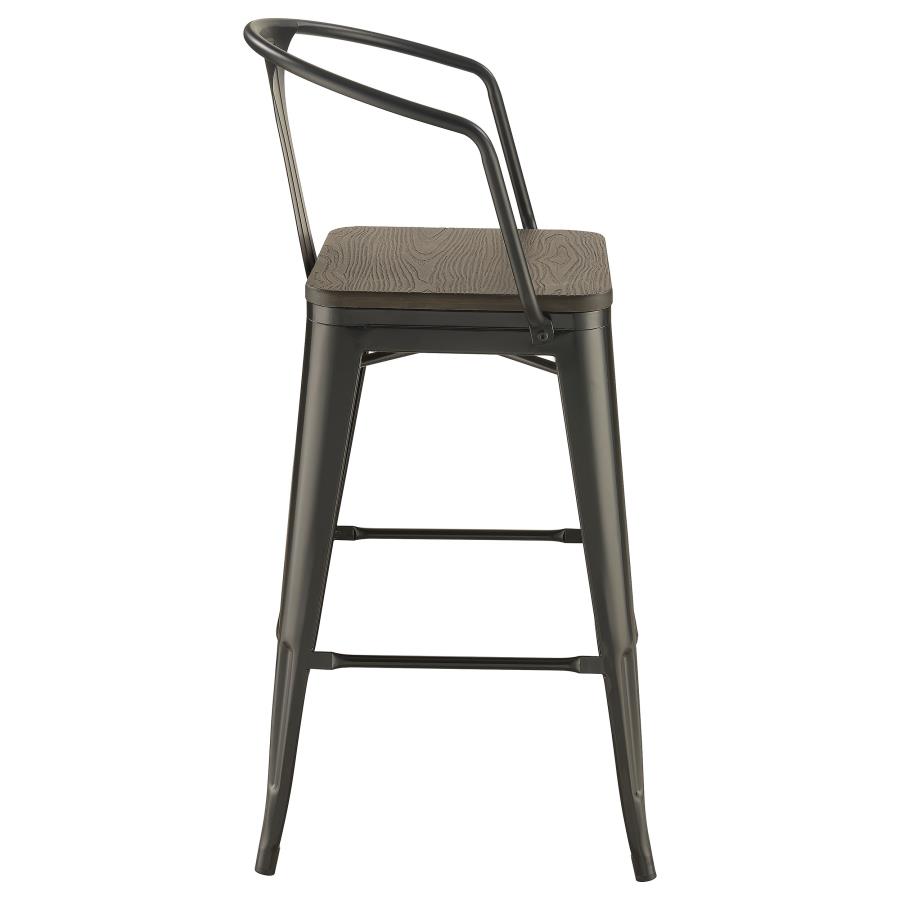 (image for) Cavalier Metal Bar Chair Dark Elm and Matte Black (Set of 2)