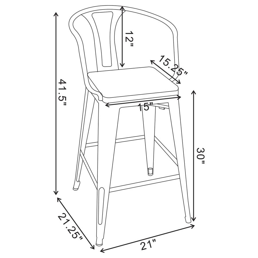 (image for) Cavalier Metal Bar Chair Dark Elm and Matte Black (Set of 2)