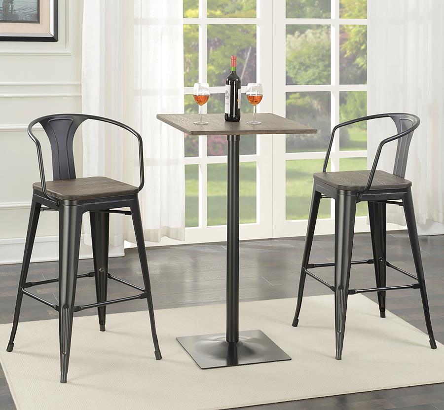 (image for) Cavalier Metal Bar Chair Dark Elm and Matte Black (Set of 2)