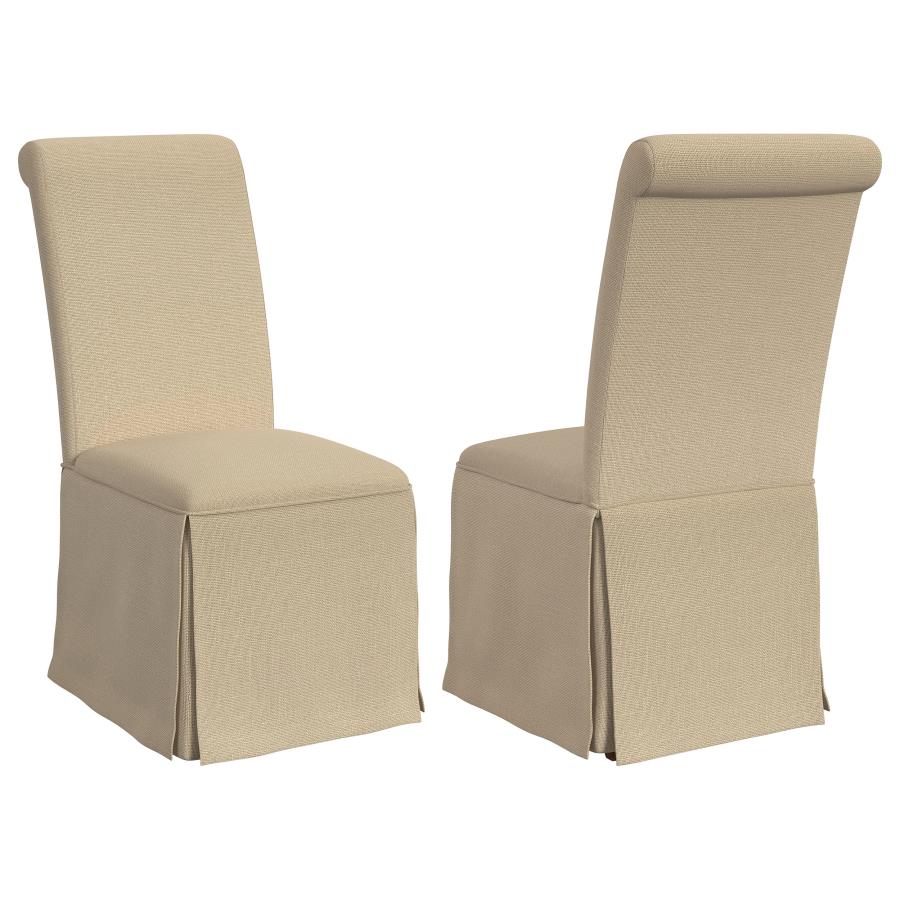 (image for) Shawna Upholstered Skirted Dining Chair Khaki (Set of 2)