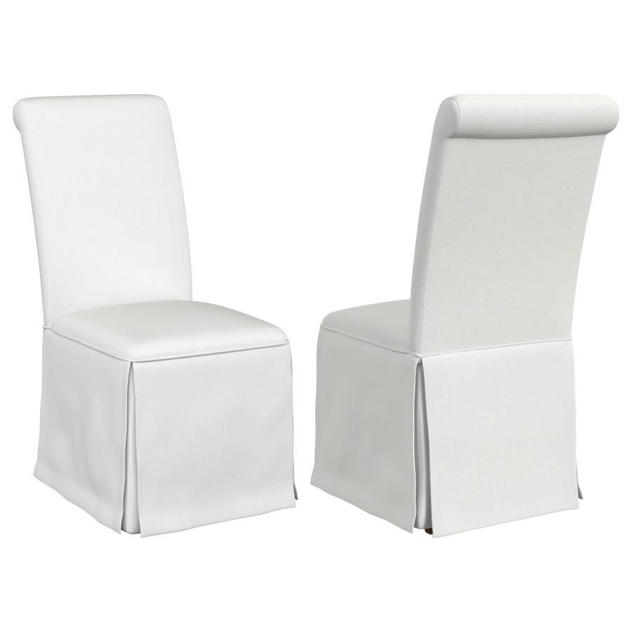 (image for) Shawna Upholstered Skirted Dining Chair White (Set of 2) - Click Image to Close