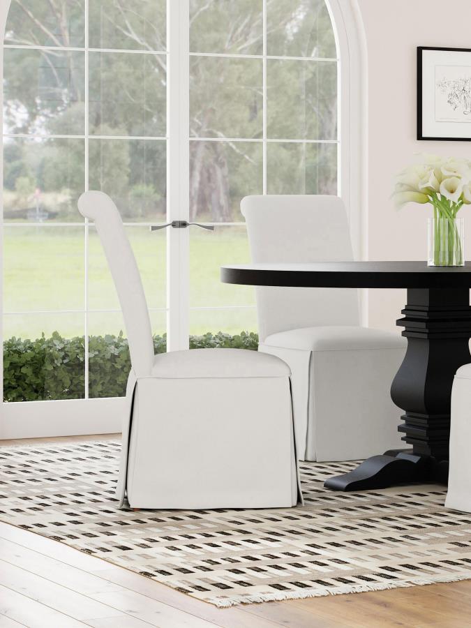 (image for) Shawna Upholstered Skirted Dining Chair White (Set of 2)