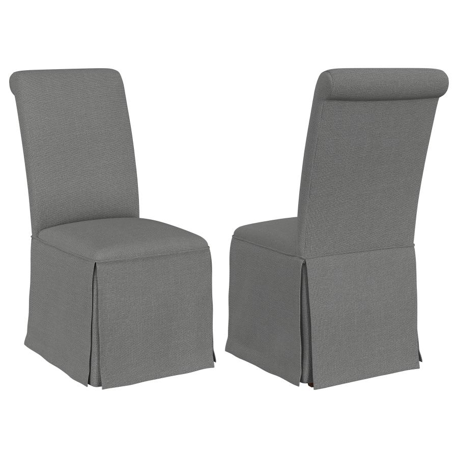 (image for) Shawna Upholstered Skirted Dining Chair Gray (Set of 2) - Click Image to Close