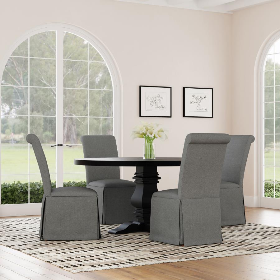 (image for) Shawna Upholstered Skirted Dining Chair Gray (Set of 2)