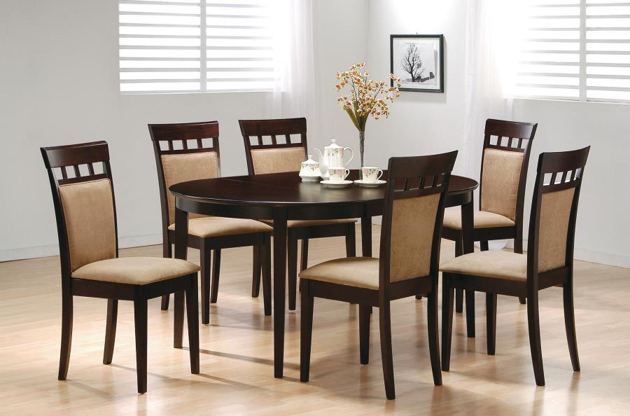 (image for) Gabriel 7-piece Extension Leaf Dining Table Set Cappuccino - Click Image to Close