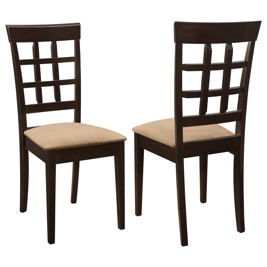 (image for) Gabriel Lattice Back Dining Side Chair Cappuccino (Set of 2) - Click Image to Close