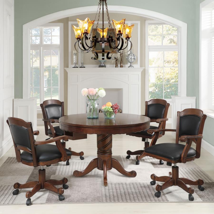 (image for) Turk 5-piece 3-in-1 Dining and Game Table Set Tobacco - Click Image to Close