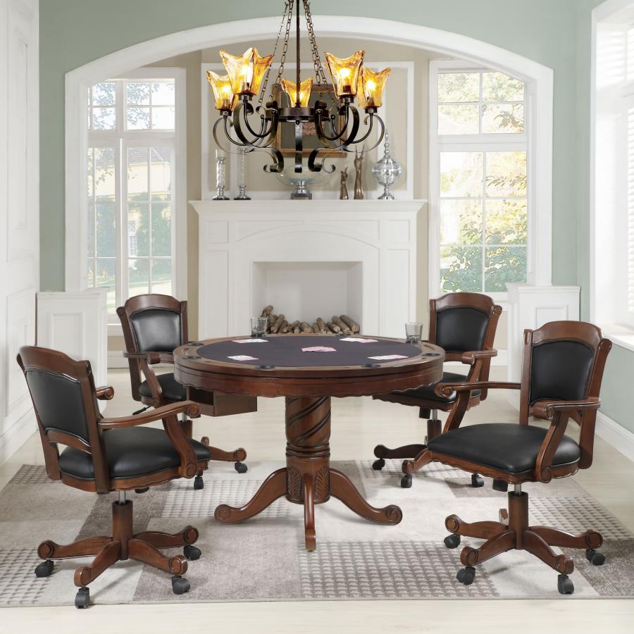 (image for) Turk 5-piece 3-in-1 Dining and Game Table Set Tobacco