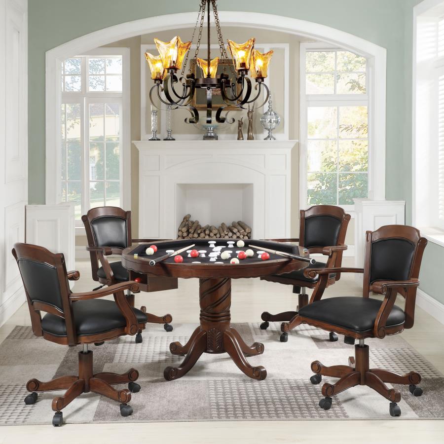 (image for) Turk 5-piece 3-in-1 Dining and Game Table Set Tobacco