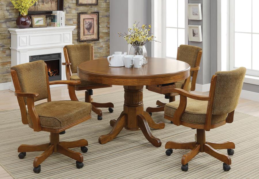 (image for) Mitchell 5-piece 3-in-1 Dining and Game Table Set Amber - Click Image to Close