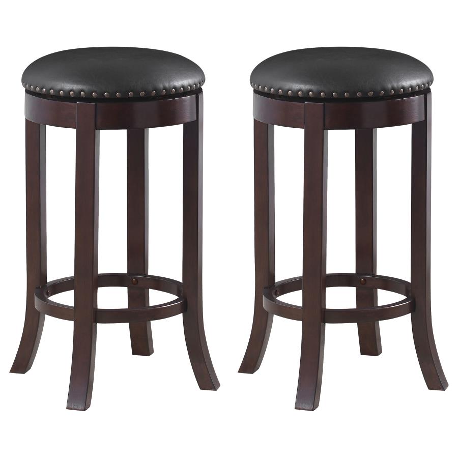 (image for) Aboushi Backless Swivel Bar Stool Brown (Set of 2) - Click Image to Close