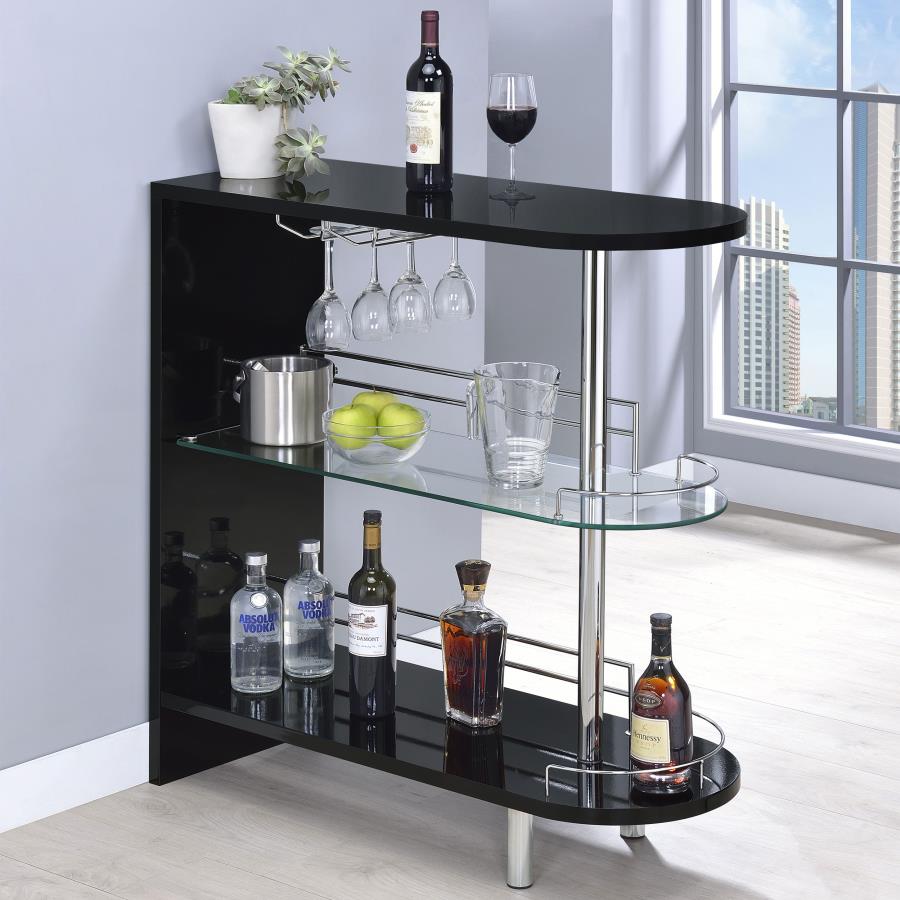 (image for) Adolfo Rectangular 2-tier Home Bar Table Black High Gloss