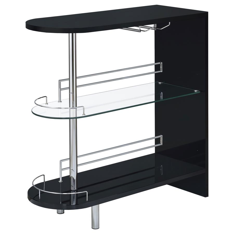 (image for) Adolfo Rectangular 2-tier Home Bar Table Black High Gloss