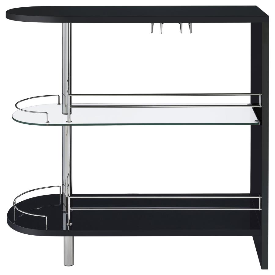 (image for) Adolfo Rectangular 2-tier Home Bar Table Black High Gloss