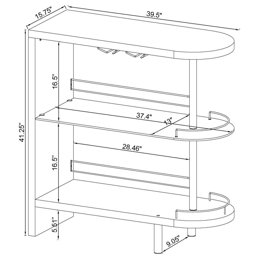 (image for) Adolfo Rectangular 2-tier Home Bar Table Black High Gloss