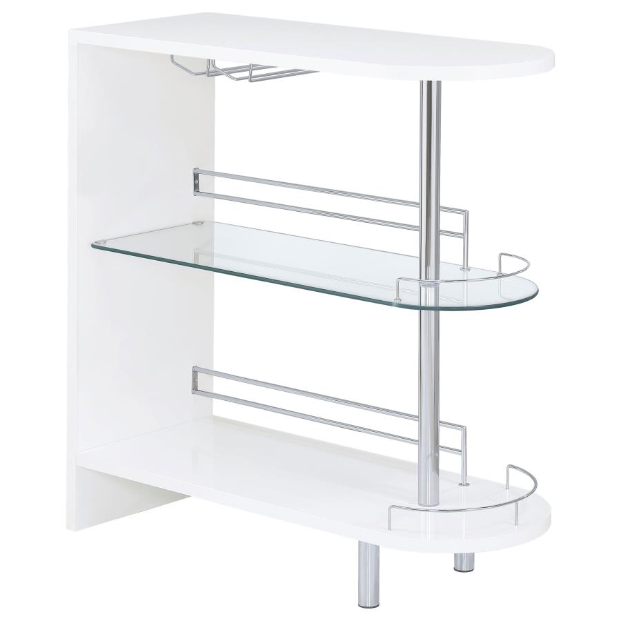 (image for) Adolfo Rectangular 2-tier Home Bar Table White High Gloss - Click Image to Close