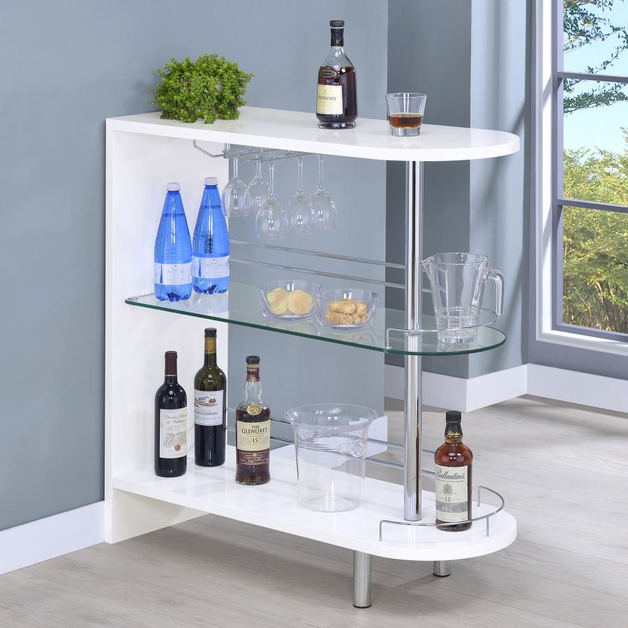 (image for) Adolfo Rectangular 2-tier Home Bar Table White High Gloss