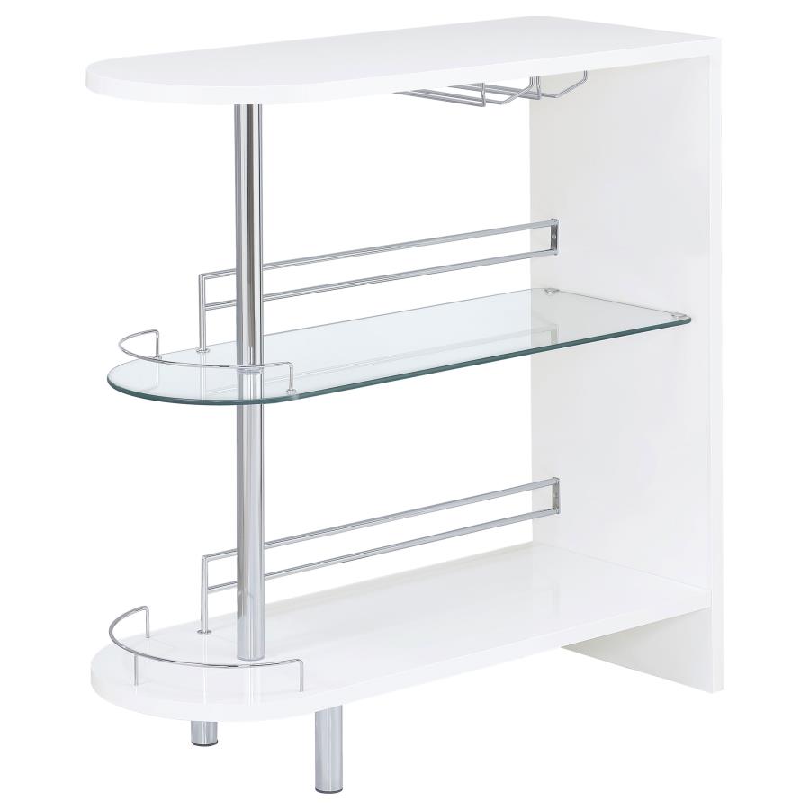 (image for) Adolfo Rectangular 2-tier Home Bar Table White High Gloss