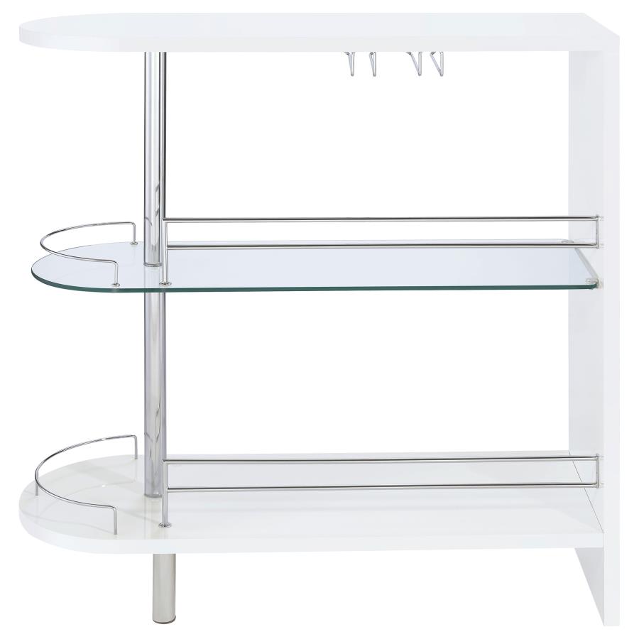 (image for) Adolfo Rectangular 2-tier Home Bar Table White High Gloss