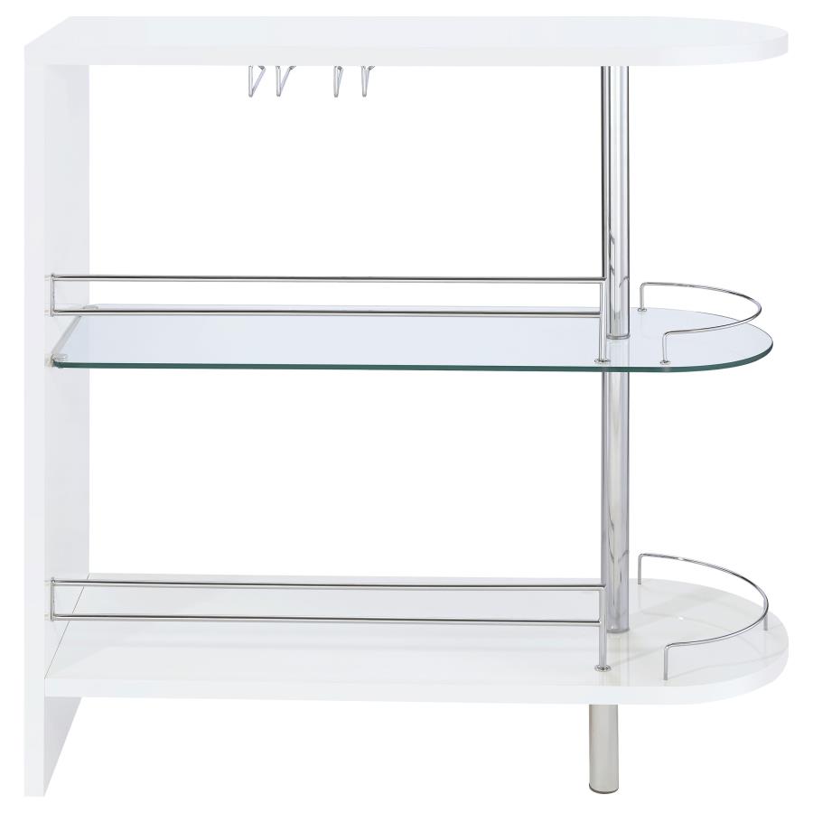 (image for) Adolfo Rectangular 2-tier Home Bar Table White High Gloss