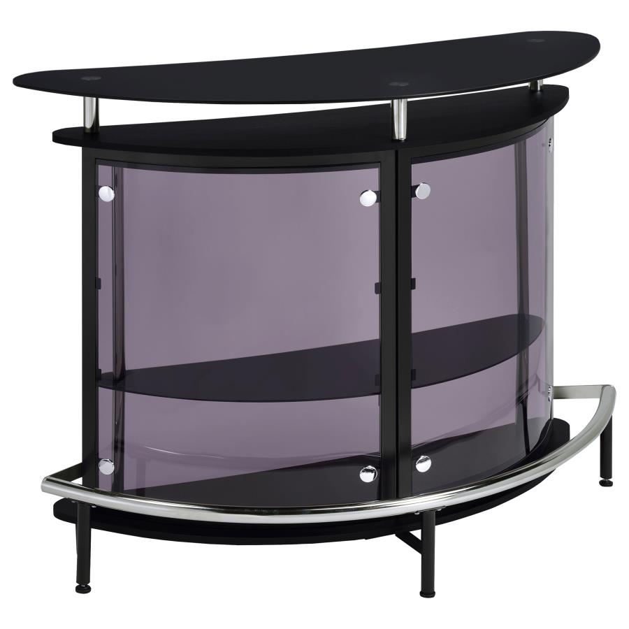 (image for) Amarillo Freestanding Glass Top Home Bar Wine Cabinet Black - Click Image to Close