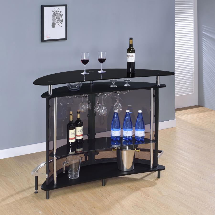 (image for) Amarillo Freestanding Glass Top Home Bar Wine Cabinet Black