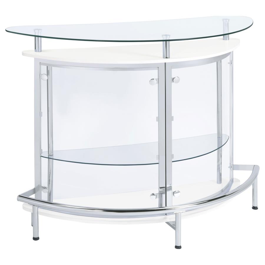 (image for) Amarillo Freestanding Glass Top Home Bar Wine Cabinet White - Click Image to Close