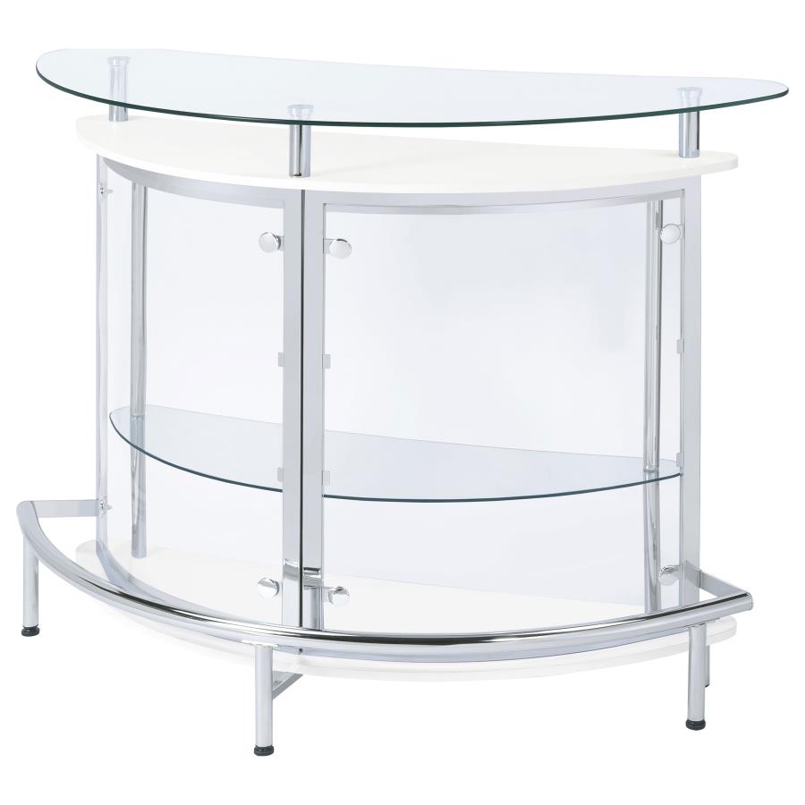 (image for) Amarillo Freestanding Glass Top Home Bar Wine Cabinet White