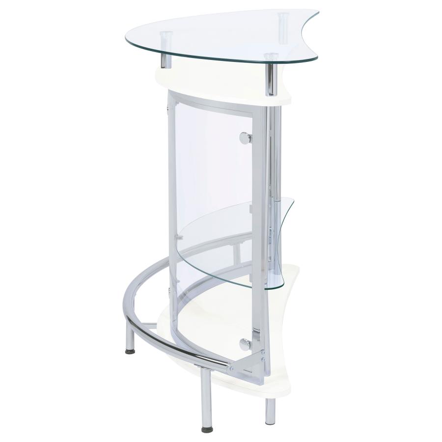 (image for) Amarillo Freestanding Glass Top Home Bar Wine Cabinet White