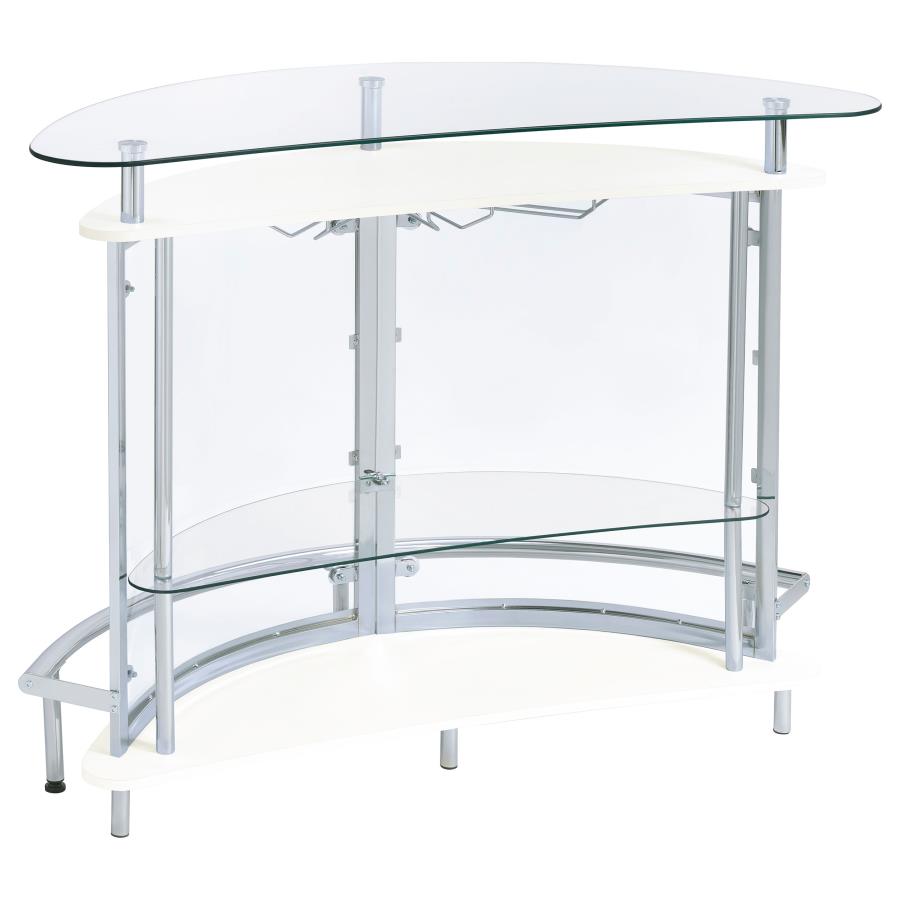 (image for) Amarillo Freestanding Glass Top Home Bar Wine Cabinet White