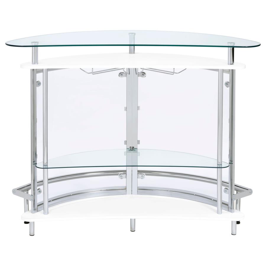 (image for) Amarillo Freestanding Glass Top Home Bar Wine Cabinet White