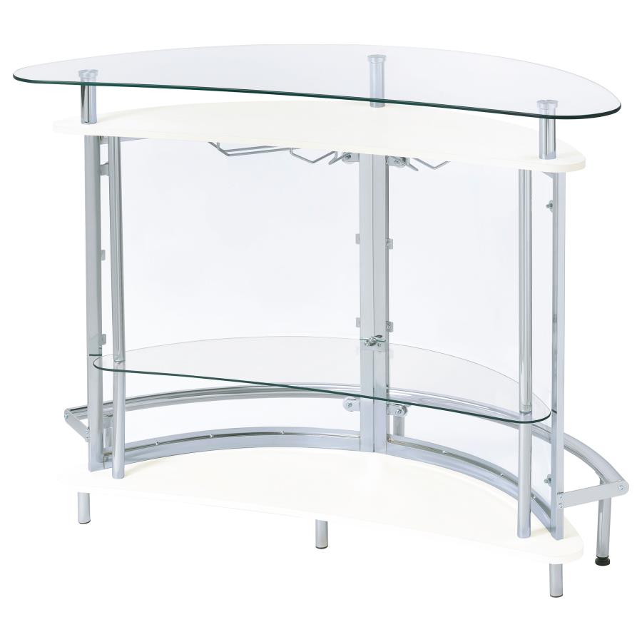 (image for) Amarillo Freestanding Glass Top Home Bar Wine Cabinet White