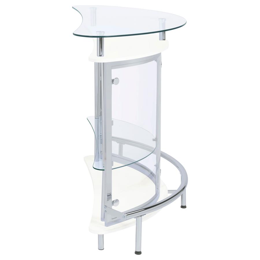 (image for) Amarillo Freestanding Glass Top Home Bar Wine Cabinet White