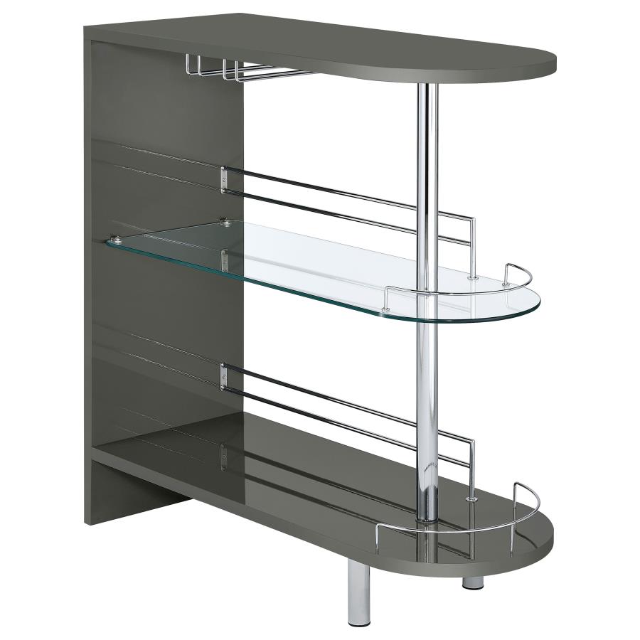 (image for) Adolfo Rectangular 2-tier Home Bar Table Grey High Gloss - Click Image to Close